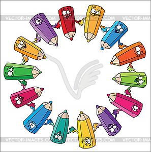 Circle pencils - color vector clipart