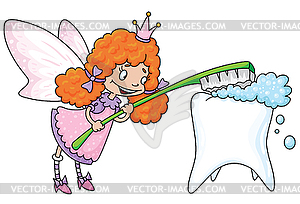 Cute tooth fairy - vector image