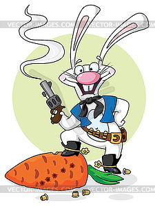 Cowboy white rabbit - vector image