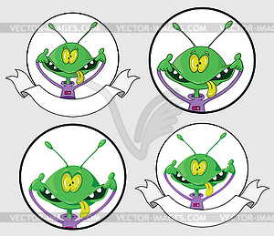 Crazy alien banner - vector image