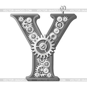 Mechanical alphabet - stock vector clipart