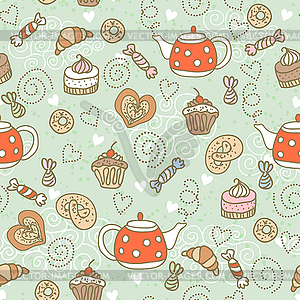 Seamless pattern with sweets - vector clip art