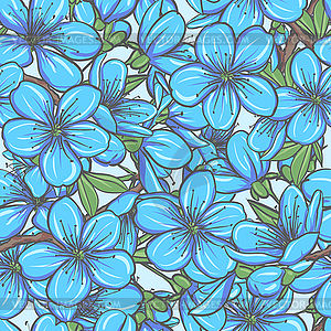 Seamless pattern with blue flowers - vector clipart