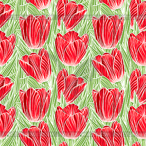 Seamless pattern with tulips - vector EPS clipart