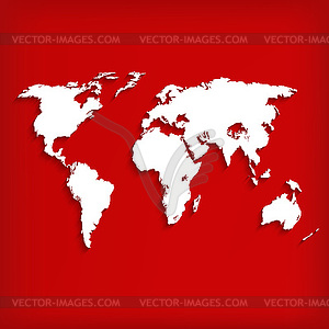 Abstract background with world map on red - - vector clip art