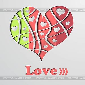 Abstract background with color strip heart - - vector clipart