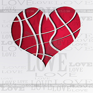 Abstract background with red strip heart - - vector image