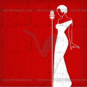 Abstract retro girl on red - - vector clipart