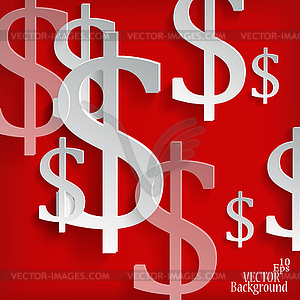 White dollar symbols on red background - - vector clip art
