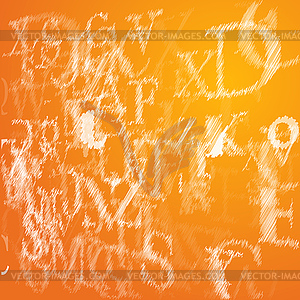 Abstract alphabet on orange background sketch - - vector clip art