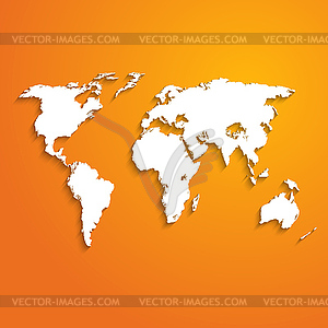 Abstract background with world map on orange - - vector clipart