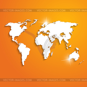 Abstract background with world map on orange - - vector clipart