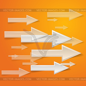 White arrow on orange background - - vector clipart