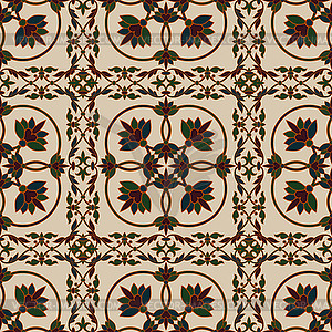 Seamless vintage floral pattern - color vector clipart