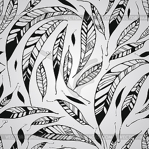 Seamless Pattern with Feathers - vector image