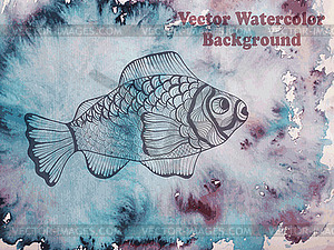 Fish on watercolor background - vector image