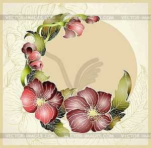 Greeting card with flower. Beautiful decorative - vector clipart