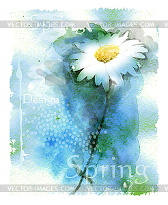 Watercolor background with chamomile - vector image