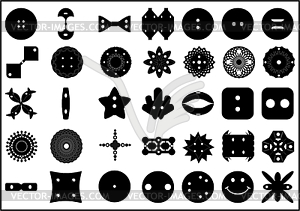 Different fastener for clothing  - vector image