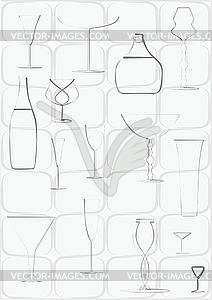 Dishes for alcohol (contour)  - vector EPS clipart