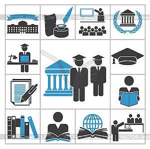 High education icons - vector clipart