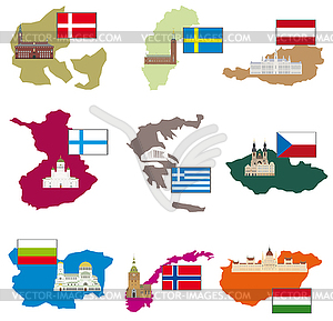 Flags and countries - vector clip art