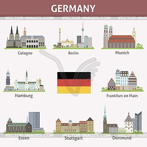 Germany. Symbols of cities - vector clip art