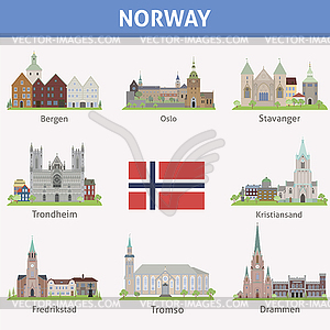 Норвегия. Символы городов - изображение в векторе