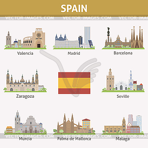 Испания. Символы городов - изображение в векторном виде