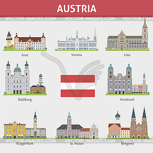 Austria. Symbols of cities - vector clipart