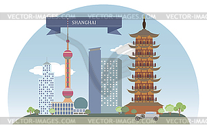 Shanghai, China - vector image