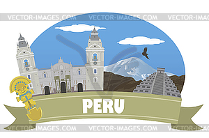 Peru. Tourism and travel - color vector clipart