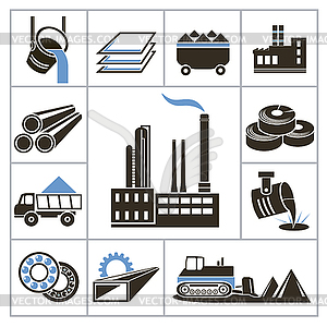 Heavy industry icons - vector image