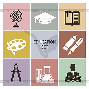 Education icons - color vector clipart