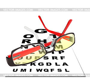 Glasses for reading with table for eye exams. Eps 1 - vector clipart