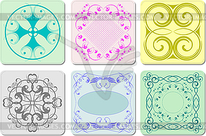 Six decorative finishing ceramic tiles - vector clipart