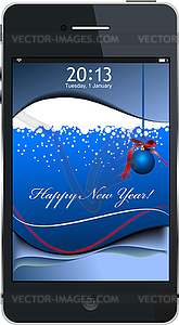 New Year concept mobile phone icon - vector image