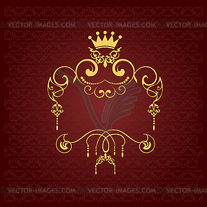 Gold ornament on brown background. Can be used as - vector clipart