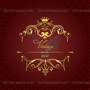 Gold ornament on brown background. Can be used as - color vector clipart