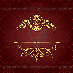 Gold ornament on brown background. Can be used as - vector clip art