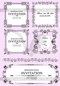 Collection of frames and ornaments with sample text - vector image