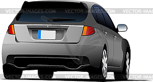 Rear side of gray car sedan on road - vector clip art