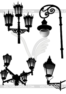Street and garden old style lamps - vector image