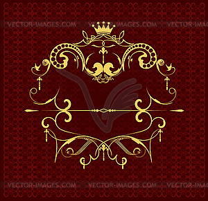 Gold ornament on brown background. Can be used as - vector clip art