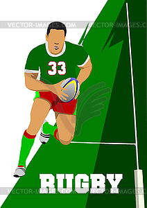 Rugby Player Silhouette - color vector clipart