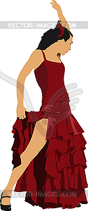 Beautiful young woman dancing flamenco  - vector image