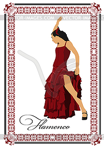 Beautiful young woman dancing flamenco  - vector EPS clipart