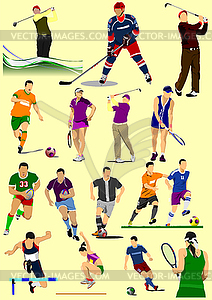 Few kinds of sport games. Football, Ice hockey, - vector image