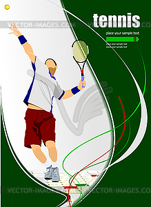 Tennis player poster. Colored - vector clip art