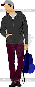 Young man with bag - vector clipart